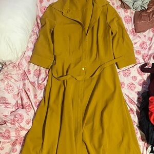Mustard yellow button up dress